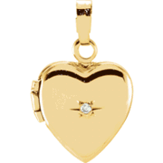 21834 .005 CTW Diamond Heart Locket 11.25 x 10.00mm