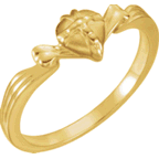 Chastity Ring, R-16608 Ladies Gift Wrapped Heart comes in Yellow Gold, White Gold and Sterling Silver