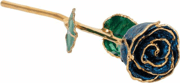 61-9046 Lacquered Sparkle Blue Colored Rose with Gold Trim
