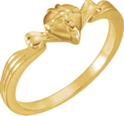 Chastity Ring, R-16608 Ladies Gift Wrapped Heart comes in Yellow Gold, White Gold and Sterling Silver