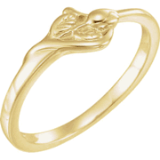 Chastity Ring, R-16606 Ladies Unblossomed Rose comes in Yellow Gold, White Gold and Sterling Silver