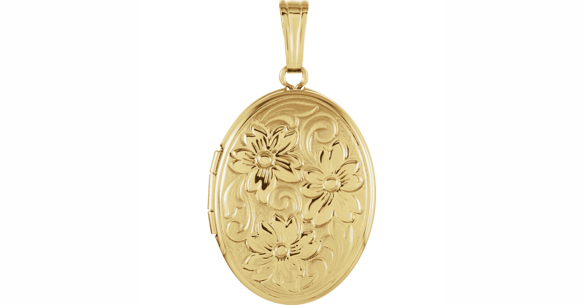 84927 Oval Locket 20.50 X 16.00mm with Floral Pattern